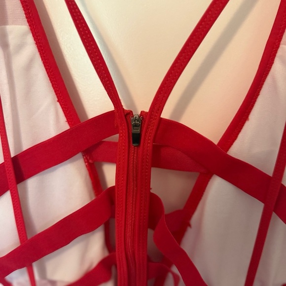 Red Strappy One-Piece Swimsuit - Picture 8 of 8